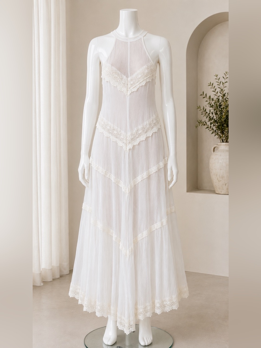 Free People White Perforated Lace Beach Cover-Up Maxi Dress - Picture 3 of 4
